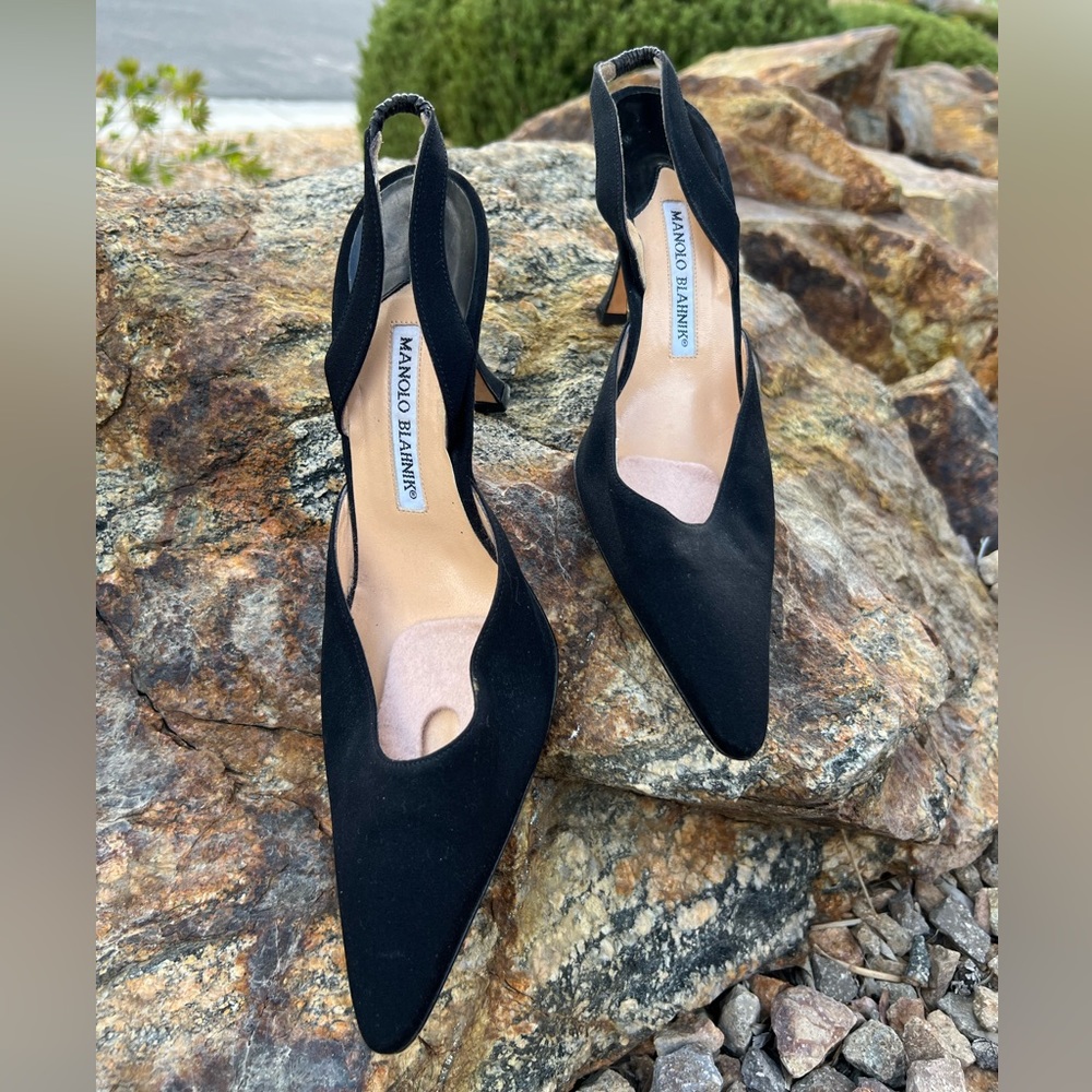Manolo Blahnik Classic Black Slingback Heels